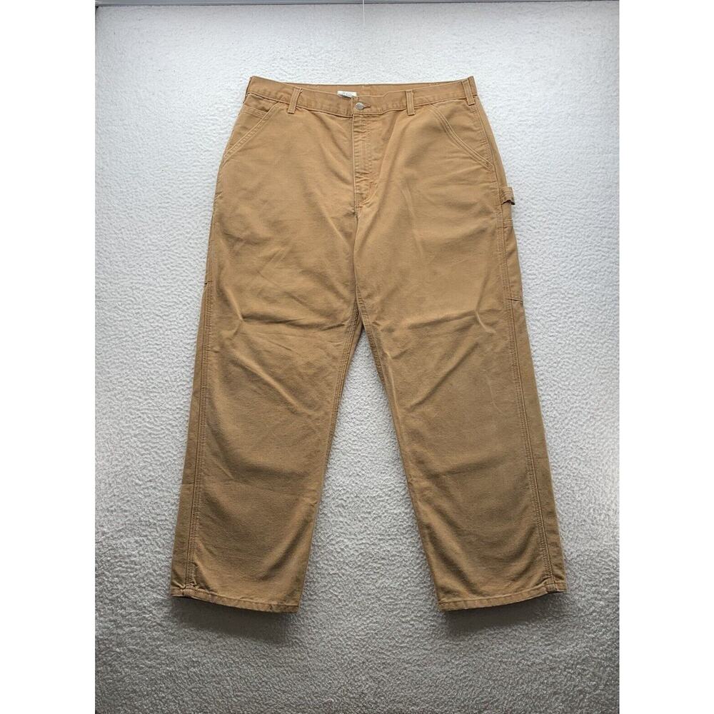 Carhartt Carpenter Pants Mens 38x30 Dungaree Fit Duck Canvas Workwear B151 BRN